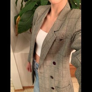 Vintage Grey Plaid Oleg Cassini Blazer